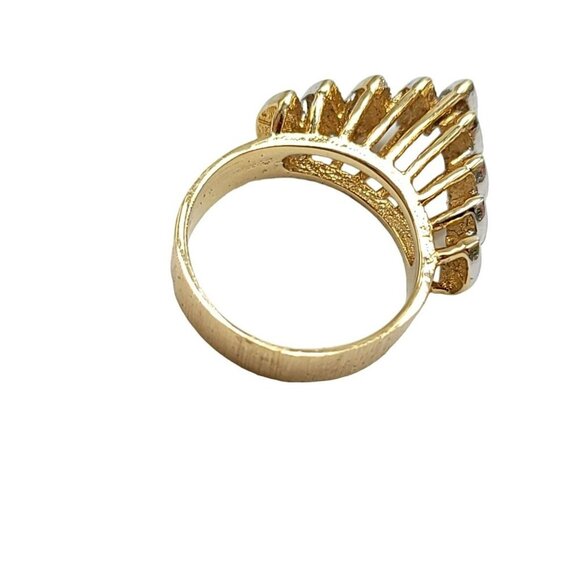 Vintage CCI Designer Gold Tone Clear Rhinestone Multi-Level Pyramid Ring Size 5 - Picture 5 of 6